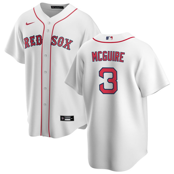 Men's Boston Red Sox #3 Reese McGuire White Cool Base Stitched Baseball Jersey